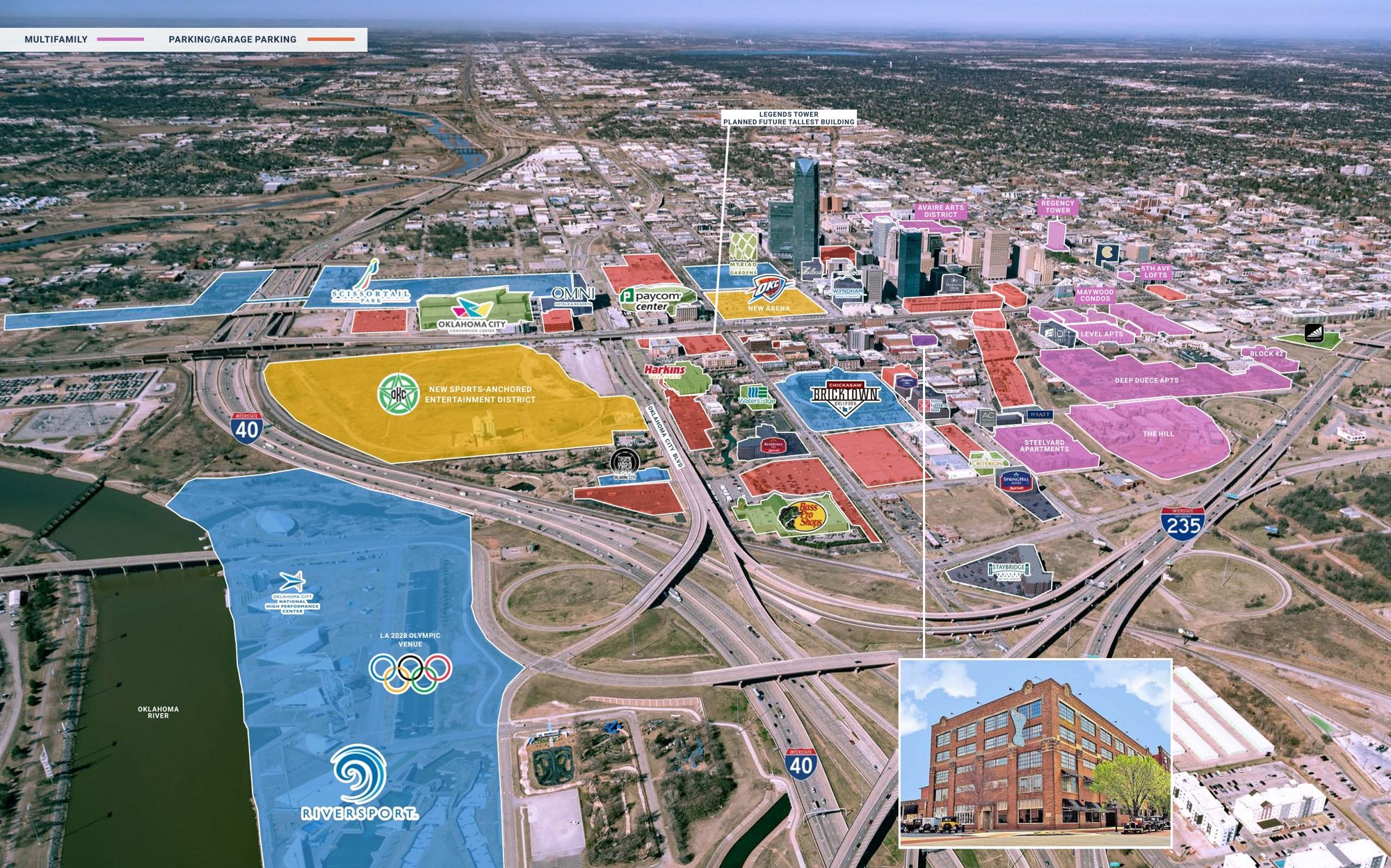 Mideke Building location aerial with surrounding Bricktown properties